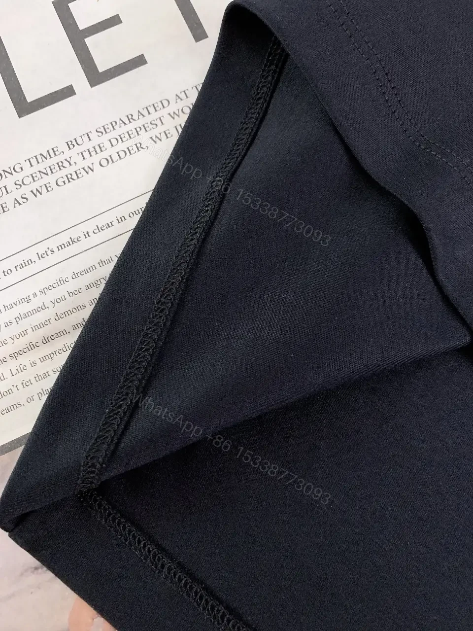 View 2 of Black Cotton Graphic Tee: Luxe-Inspired Statement Tee