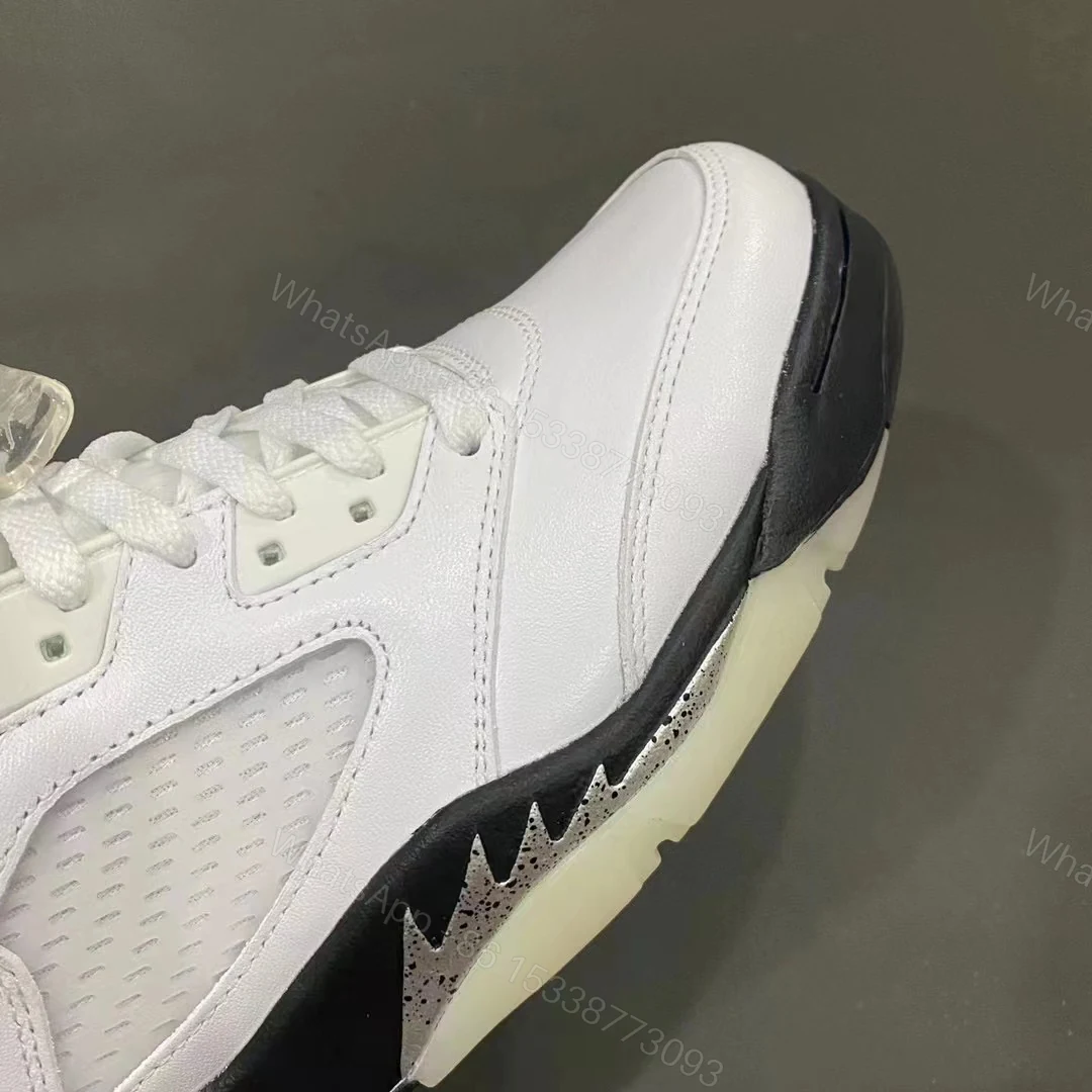 View 4 of Air Jordan 5 Retro White and Black Replica