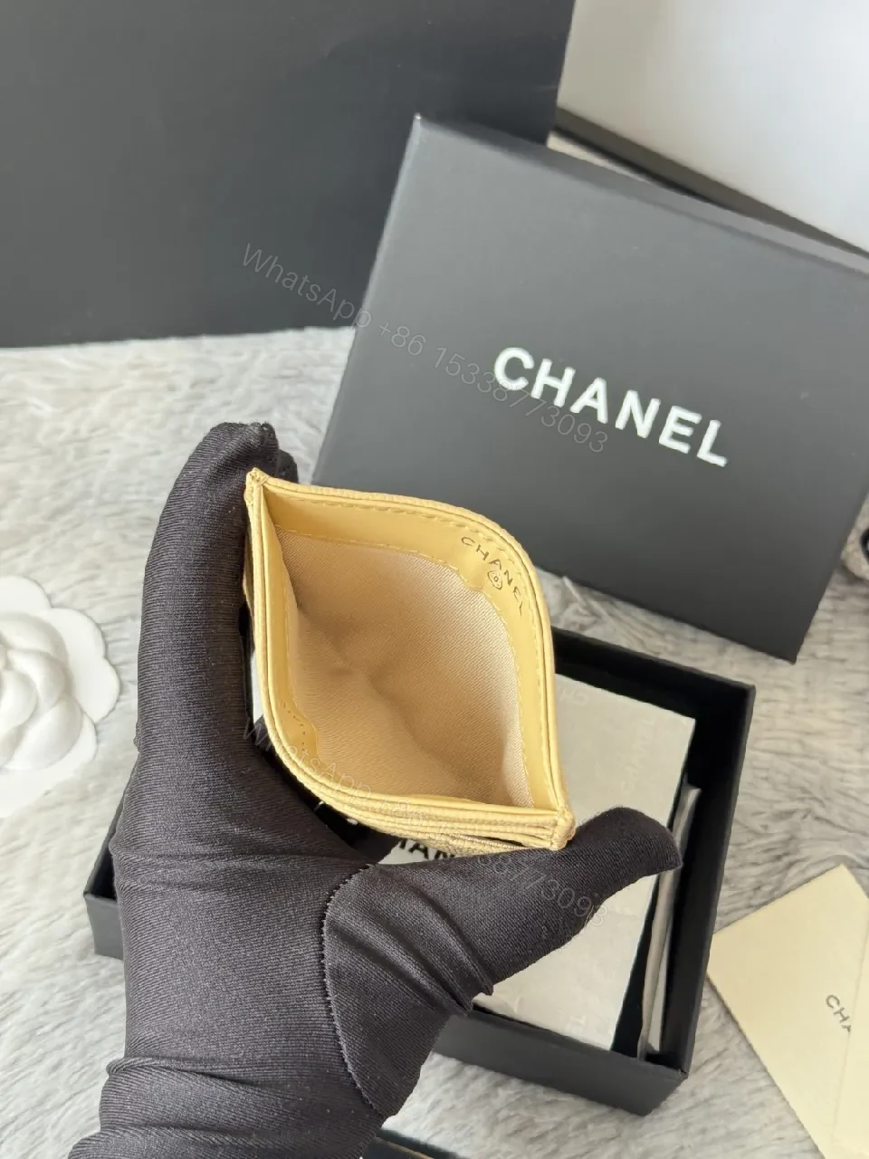 View 7 of Warm Yellow Quilted Wallet with Gold Accent – Compact Luxury