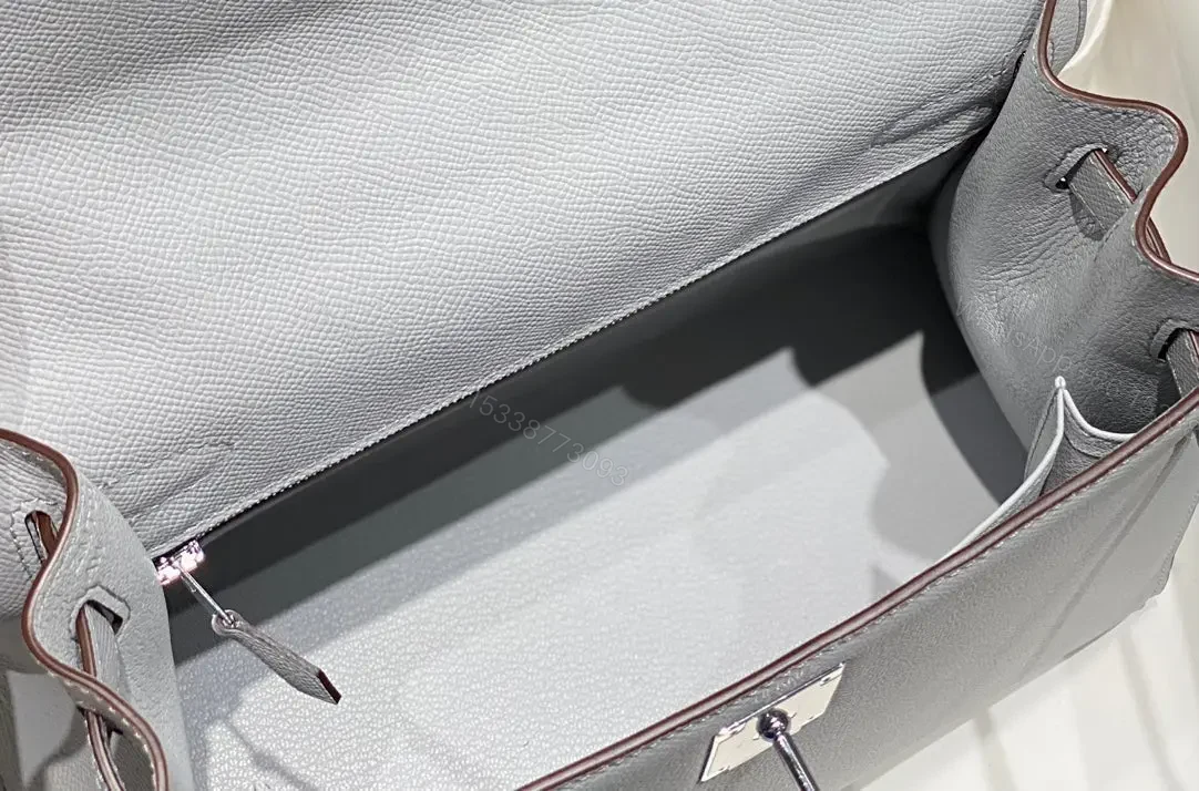 View 8 of HN 28CM IN GRIS PERLE EPSOM CALFSKIN PALLADIUM HARDWARE