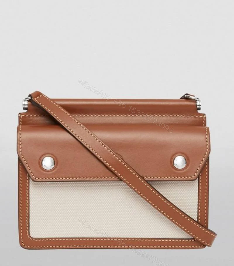 View 3 of First Copy Burberry Brown Structured Top Handle Bag With Logo Front Panel And Premium Finish