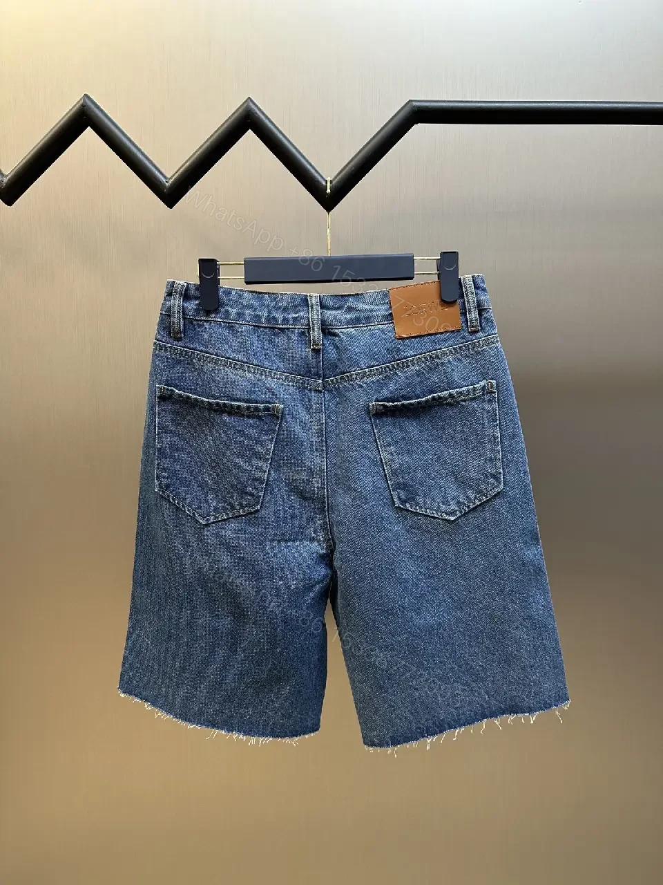 View 8 of Denim Shorts: White Embroidered Logo, Relaxed Fit, Luxe Style