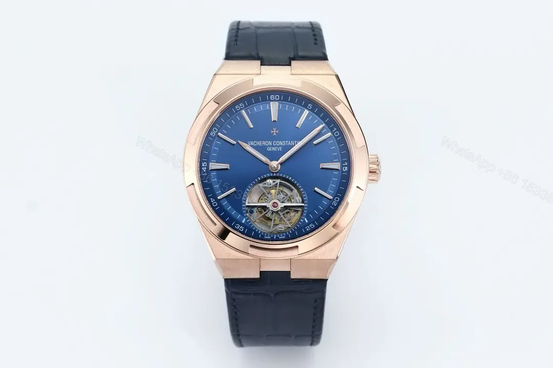 8F Factory Vacheron Constantin Overseas Tourbillon – Rose Gold Case, Blue Dial, Black Leather Strap, Automatic Watch — view 1