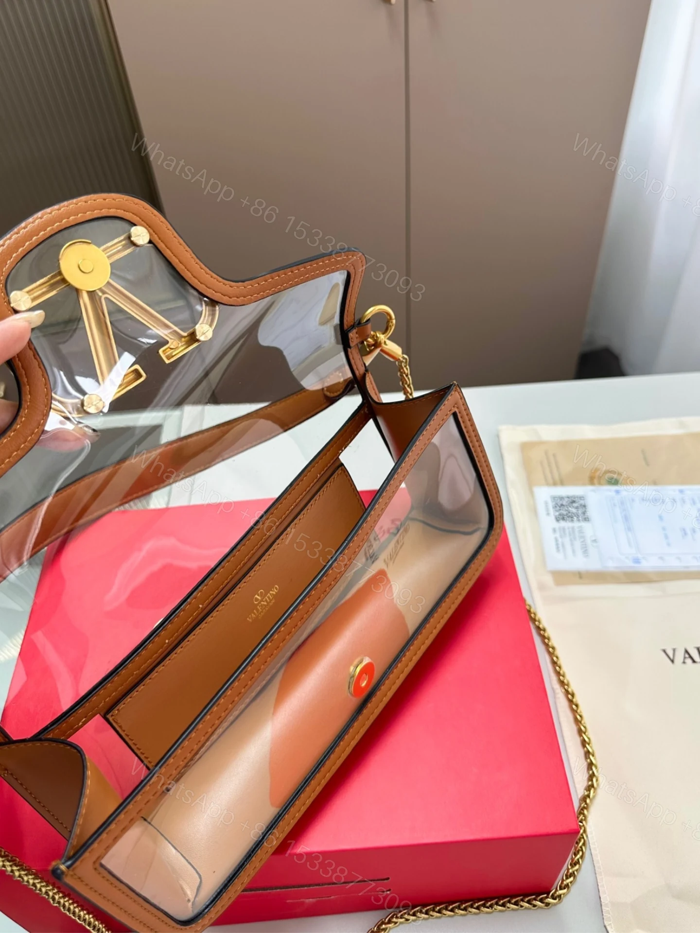 View 8 of VALENTINO GARAVANI LOC? PVC AND SHOULDER BAG BROWN 24CM