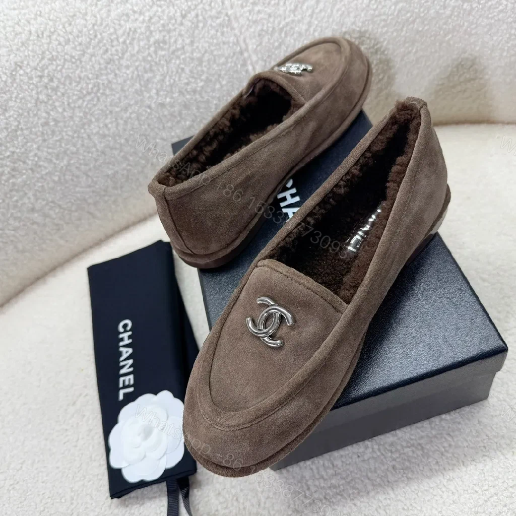 View 5 of Brown Suede Loafers + Suede + Loafer + Designer-inspired emblem + Loafers