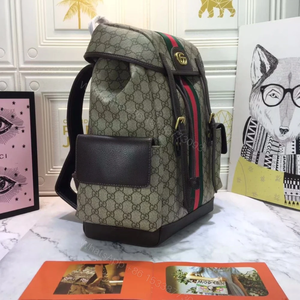 View 2 of Gucci Ophidia GG Medium Large Backpack Beige And Ebony GG Supreme Canvas 40Cm 598140 HUHAT 8564