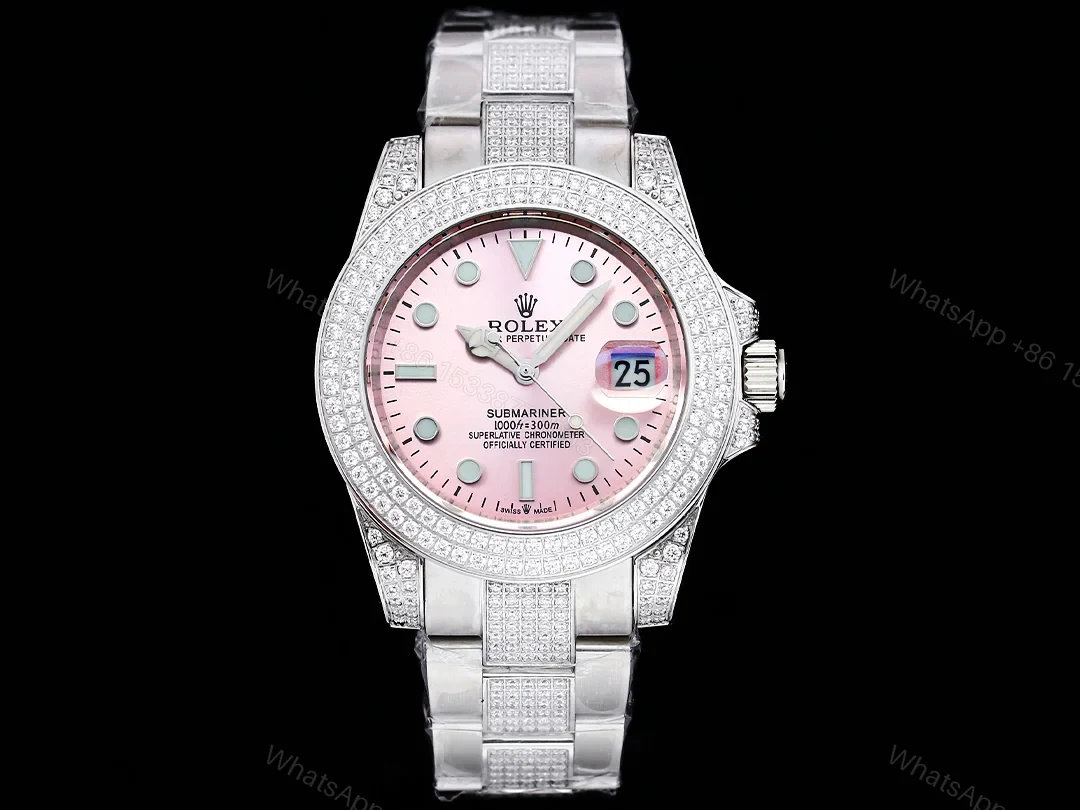 Rolex Full Iced Diamond Dial Three-Link Bracelet Luxury Watch 42mm Ultimate Edition RG-ROLEX-FULL-ICED-DIAMOND-42 — view 1