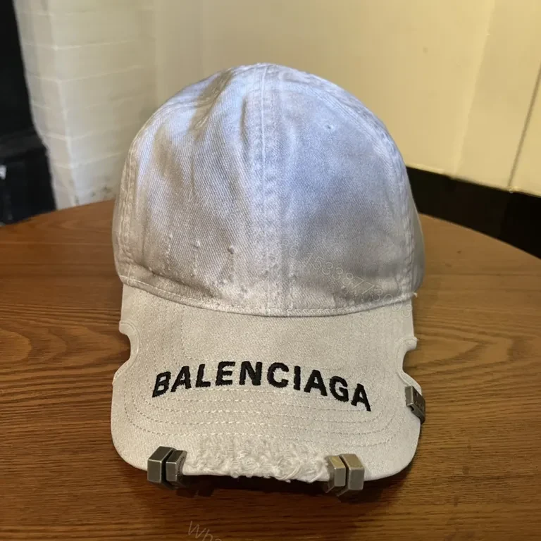 View 4 of Two-Tone Denim-Style Cap with Balenciaga Logo