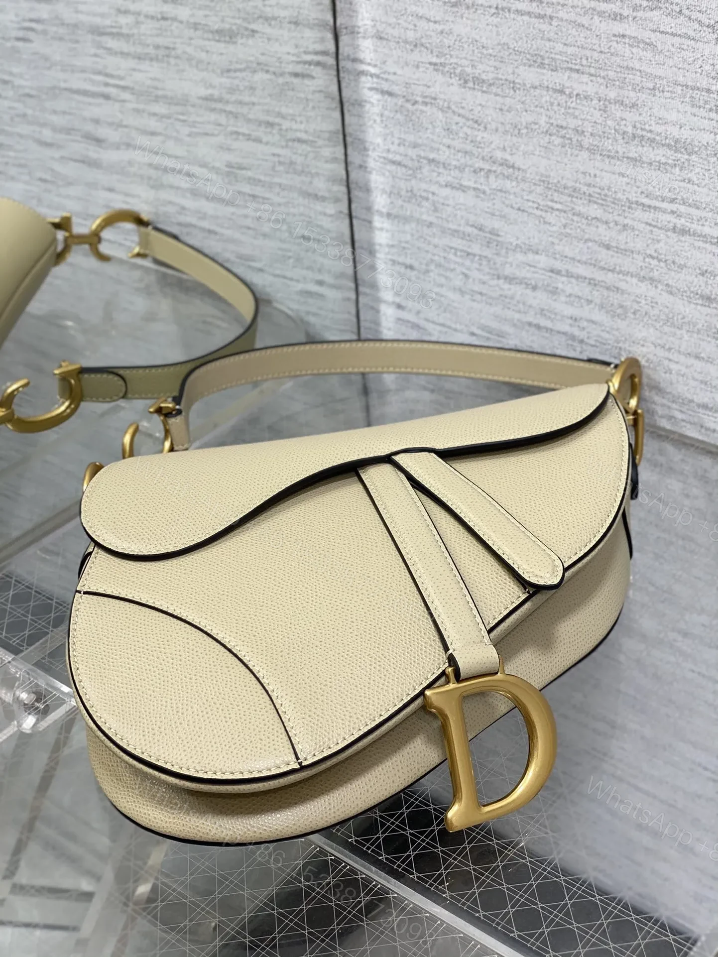 View 6 of Dior Saddle Bag in Beige Gold Hardware
