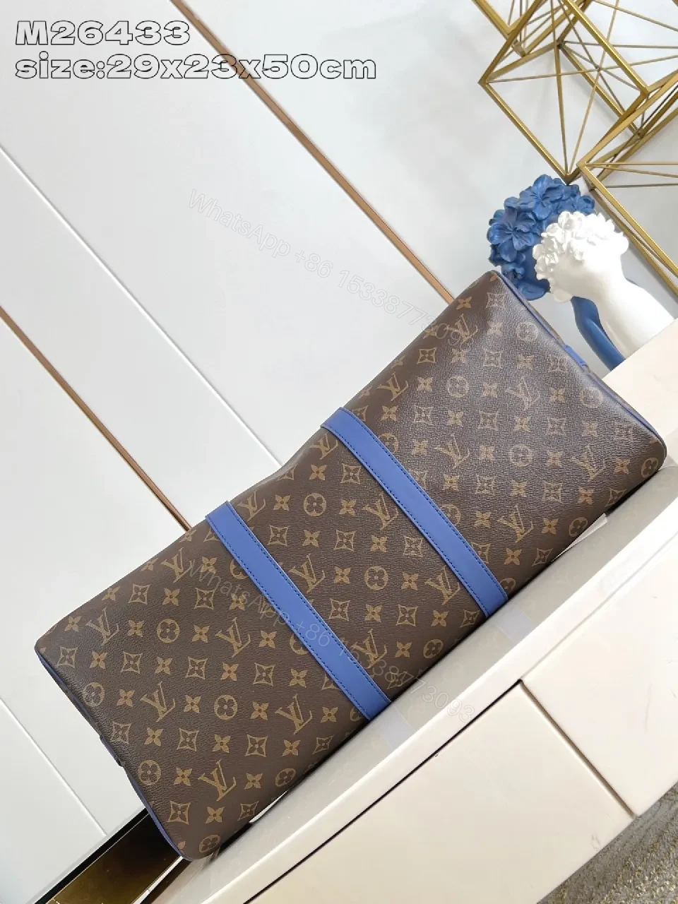 View 4 of Blue-Accented Monogram Weekender Duffel
