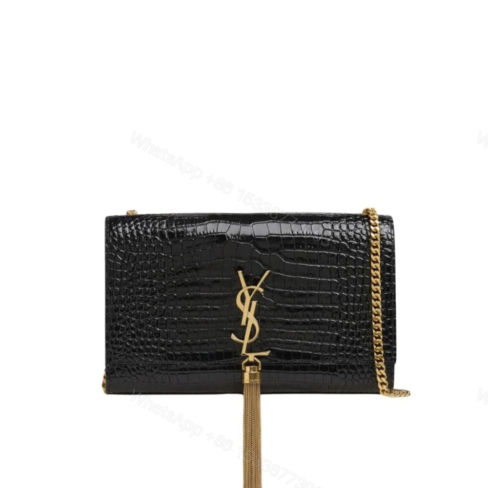Saint Laurent Kate Medium Chain Bag With Tassel Shiny Black 22Cm 354119AAAY14083 — view 1