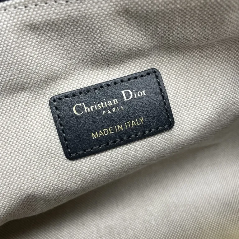 View 4 of Chic Dior-Pattern Shoulder Bag with Black Leather Strap