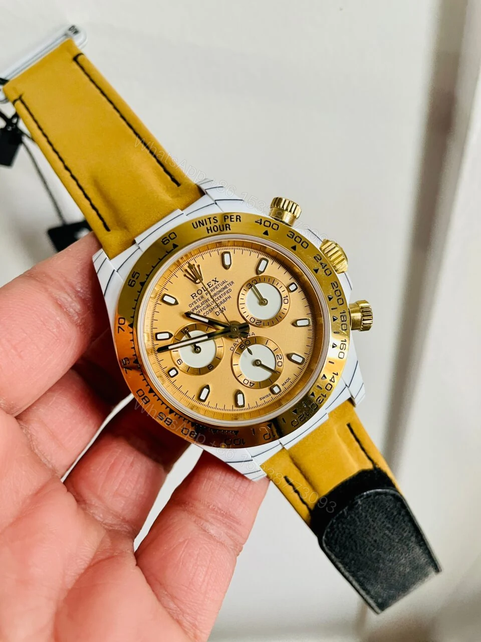 View 8 of DIWF Factory 1:1 Rolex Daytona DIW White Carbon/YG Best Edition Gold Dial A7750