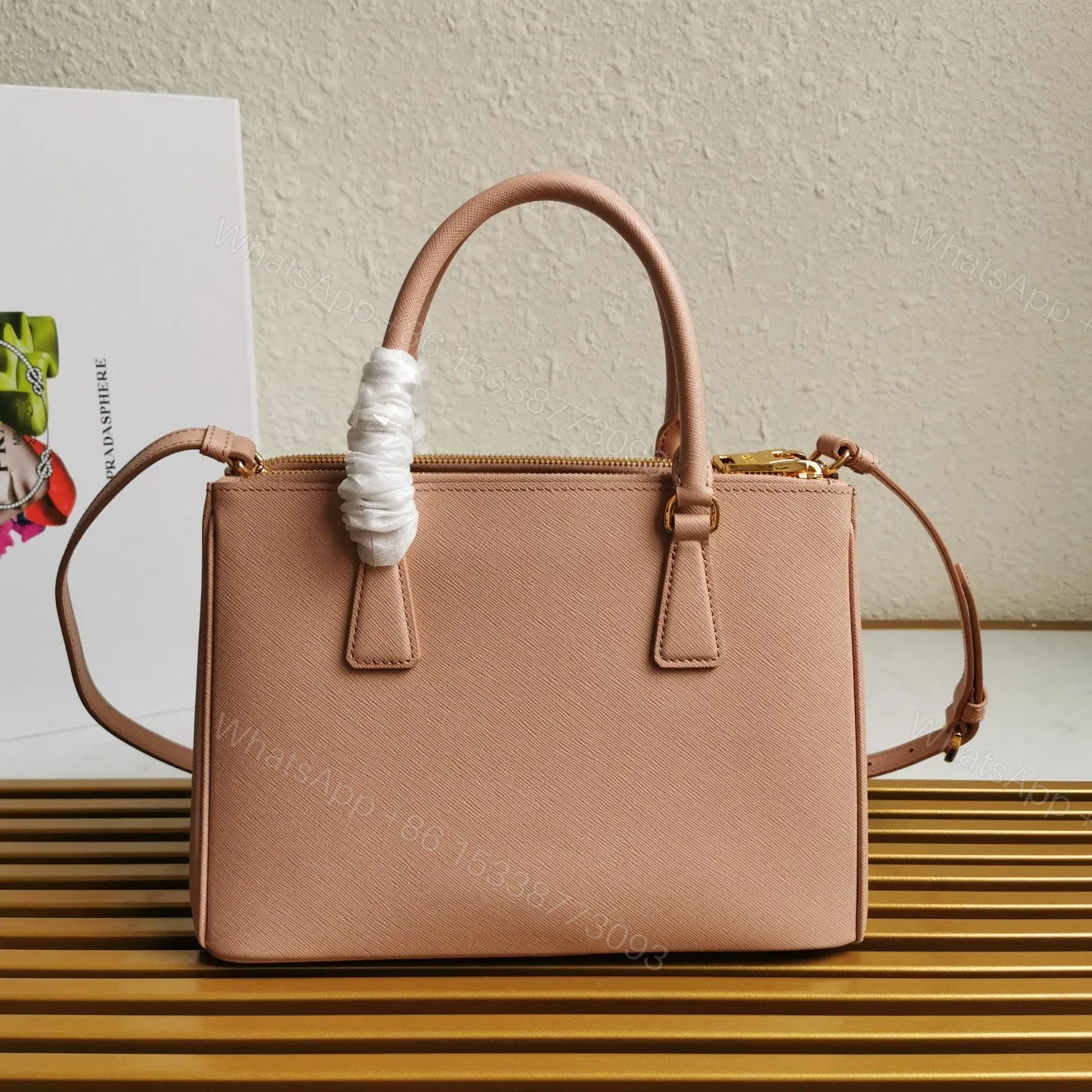 View 3 of MEDIUM GALLERIA 28 BEIGE SAFFIANO LEATHER