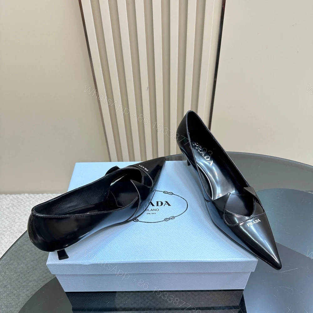 View 3 of 高仿Prada*1I976N尖頭走秀款高踭鞋5.5CM黑色免檢版