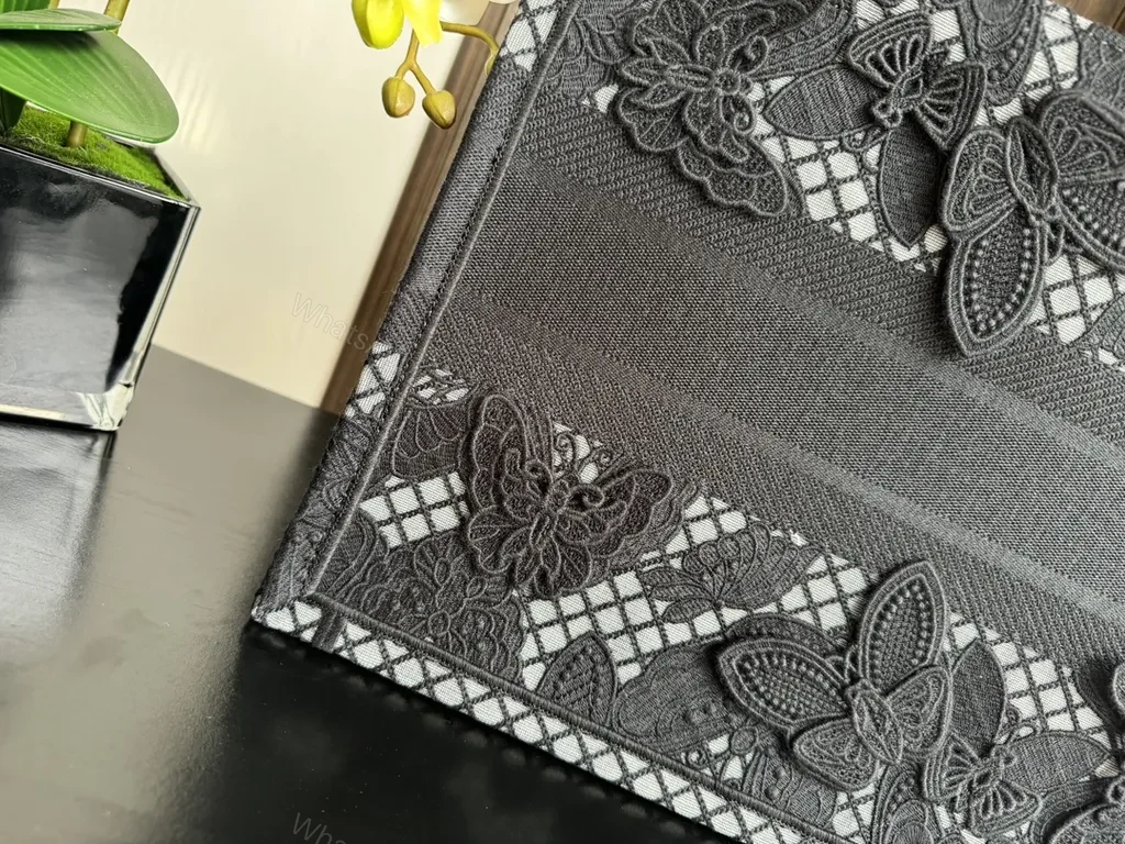 View 9 of Black Lace Dior Paris Tote: Luxe Statement Designer Bag