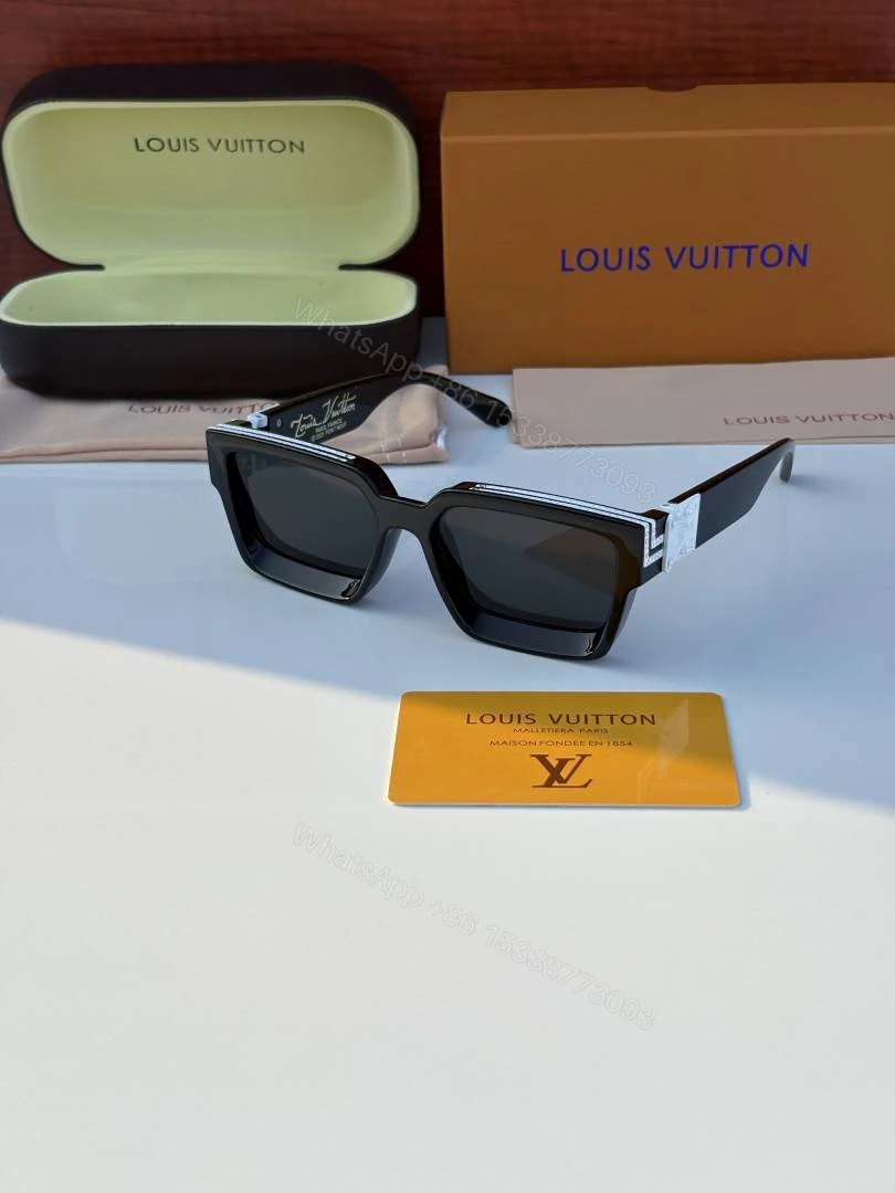 First Copy Louis Vuitton Black Geometric Frame Men’s Sunglasses — view 1