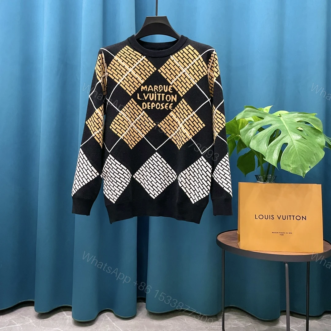 LV 高仿滿版棋盤格毛衣 MARQUE 刺繡設計復古風格 — view 1