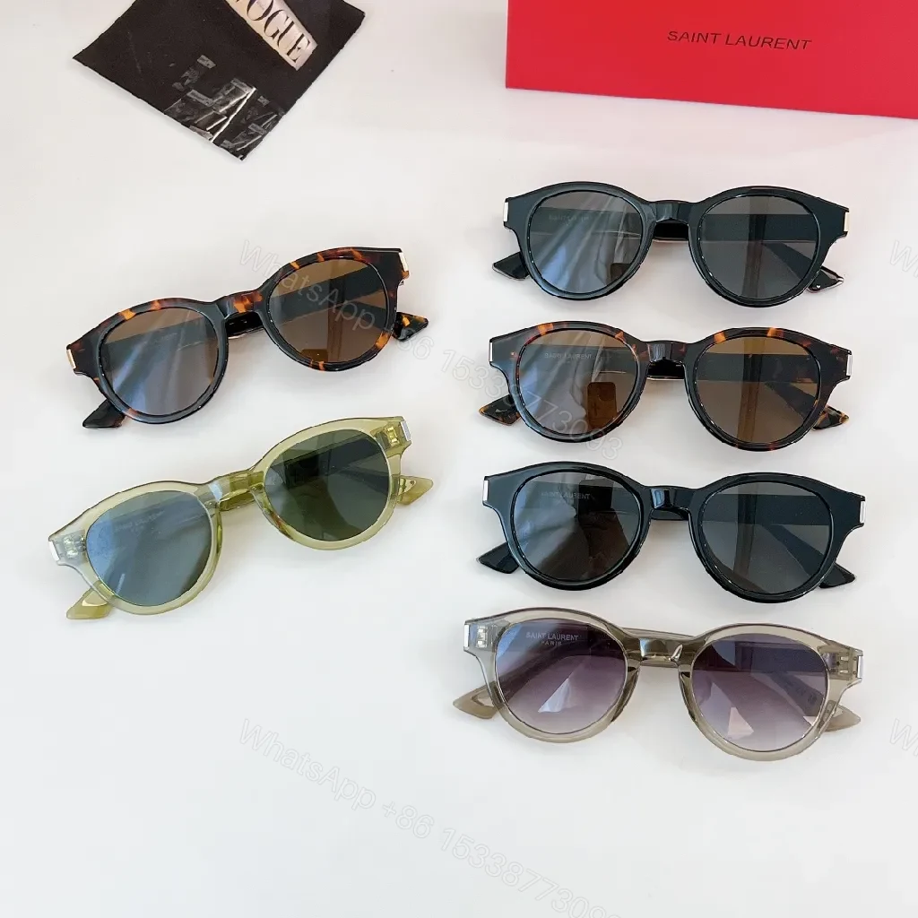 View 9 of Chic Round Sunglasses: Black Acetate, Luxe Logo Detail