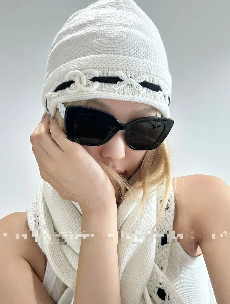 View 8 of Textured Knit Beanie: Luxe Strap Detail, Everyday Chic, Beanie