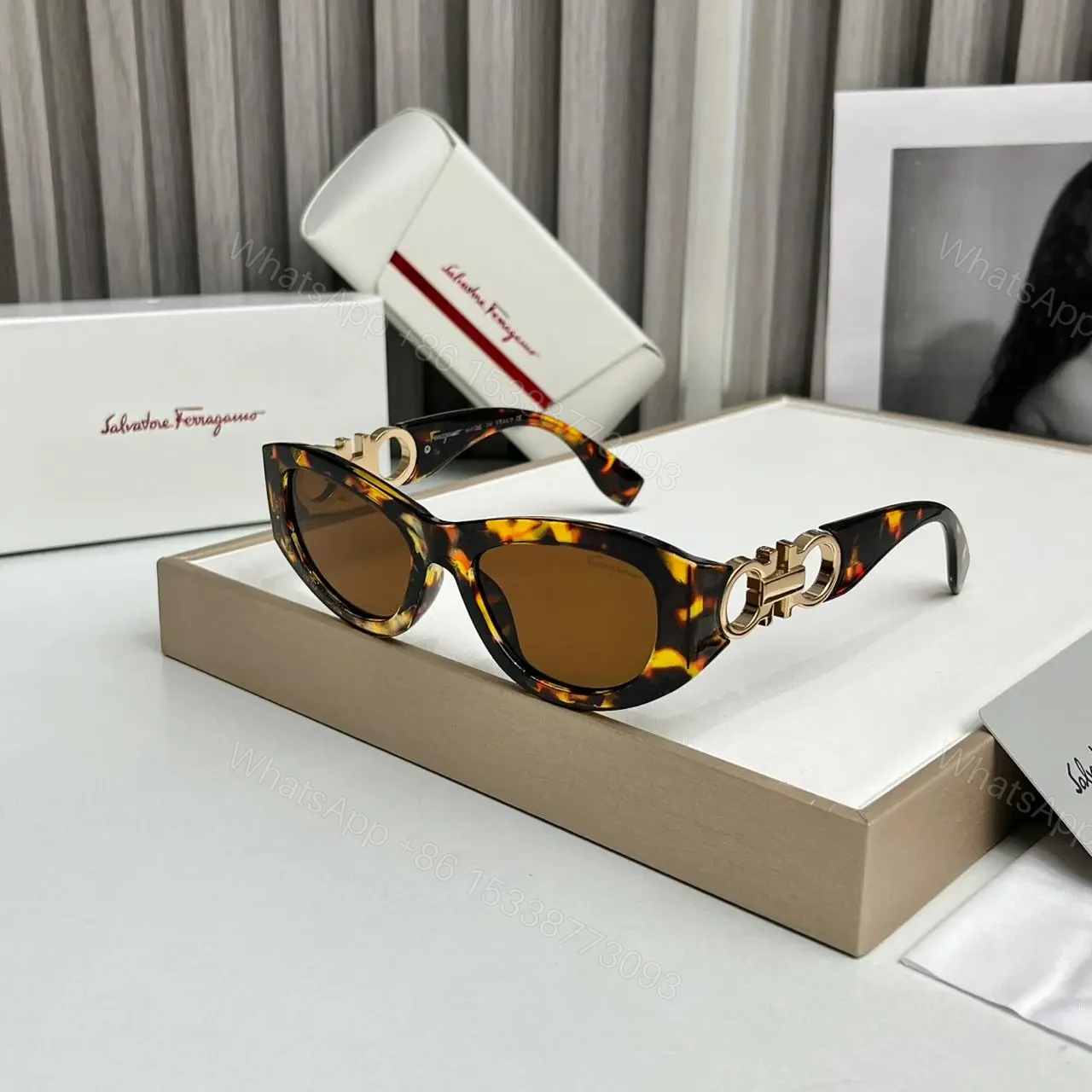 Salvatore Ferragamo Cat-Eye Tortoiseshell Sunglasses — view 1