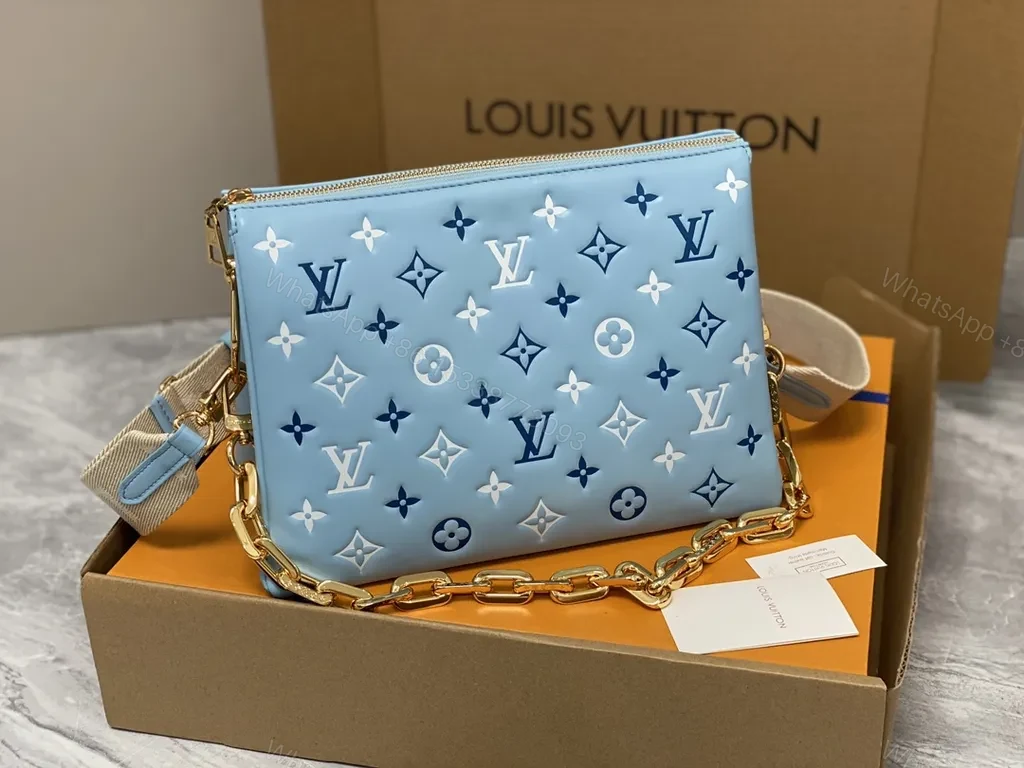 View 3 of Powder-Blue LV Monogram Crossbody: Patent, All-Day Versatility