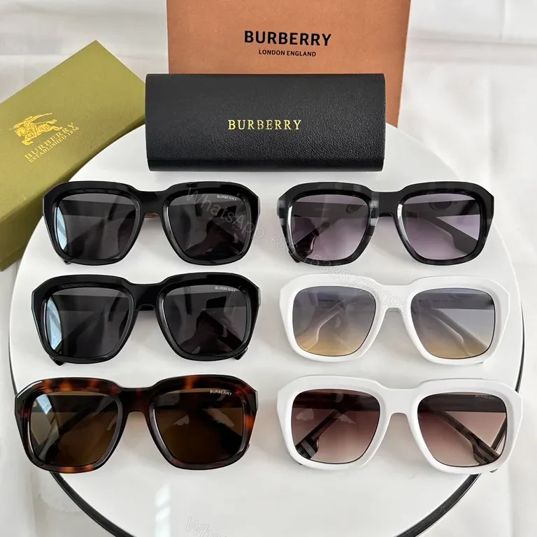 View 9 of Bold White Frame Sunglasses - Burberry Gradient Lenses, Modern Luxury