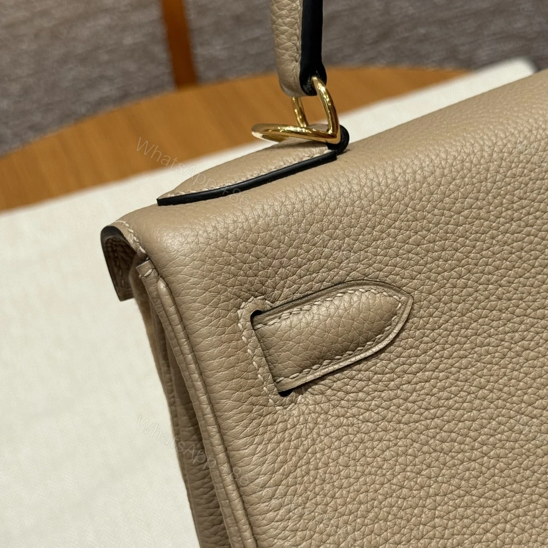 View 16 of 高仿Hermes*Kelly28系列H043230TCS2風衣灰金扣牛皮純手工