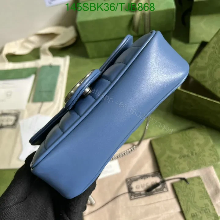 View 32 of Gucci Super Mini Bag in Blue Matelassé Chevron Leather with Silver-Toned Hardware 496474