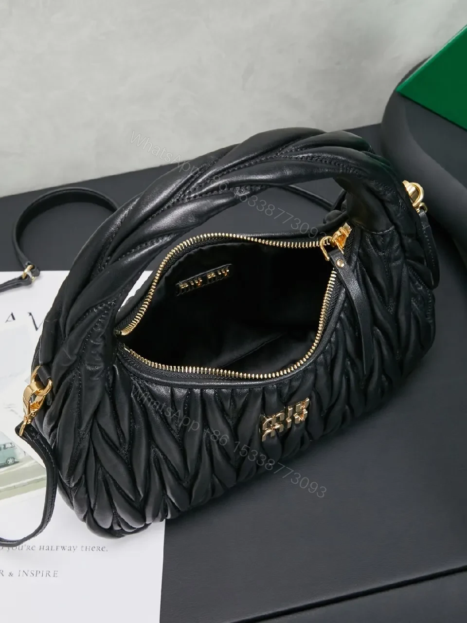 View 8 of Quilted Mini Bag: Gold-Tone Hardware, Leather, Chic Evening Luxury