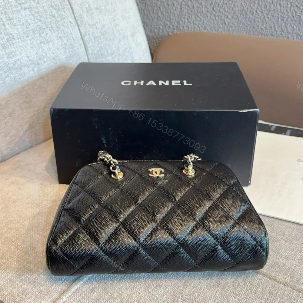 View 3 of Chanel Clutch With Strap Gold Metal In Black 20Cm