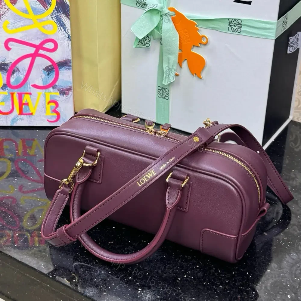 View 5 of 高仿Loewe*Amazona系列7240橫版手提包酒紅色免檢版
