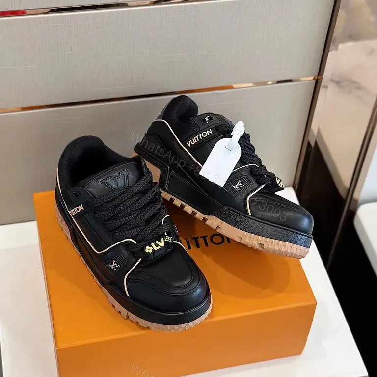 View 7 of Black Calf Leather LV-Inspired High-Top Sneaker with All-Day Comfort