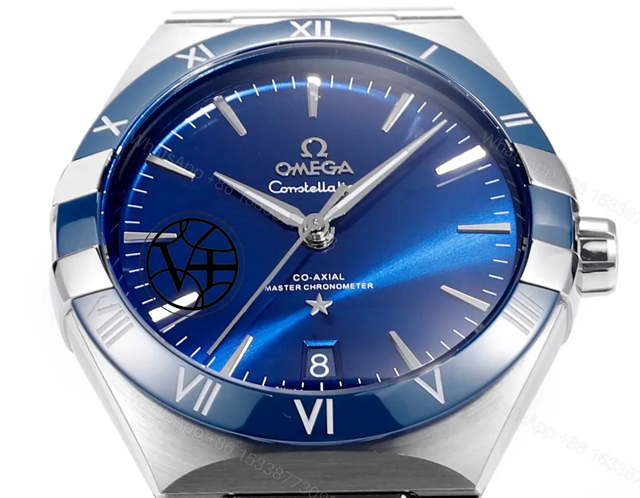 View 4 of Omega Blue Dial Stainless Steel Bracelet OMEGA-BLU-SS1800