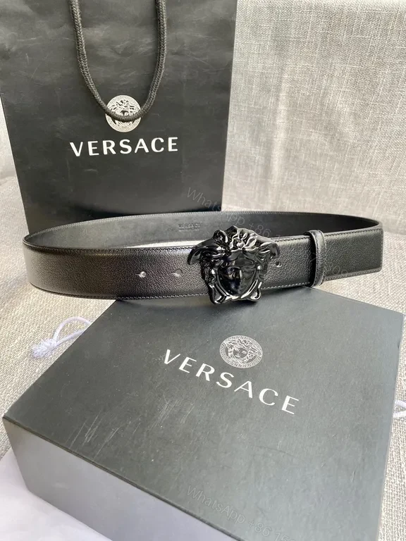 View 7 of Statement Medusa Belt: Premium Italian Leather, Gold Buckle, Versace Style Belt