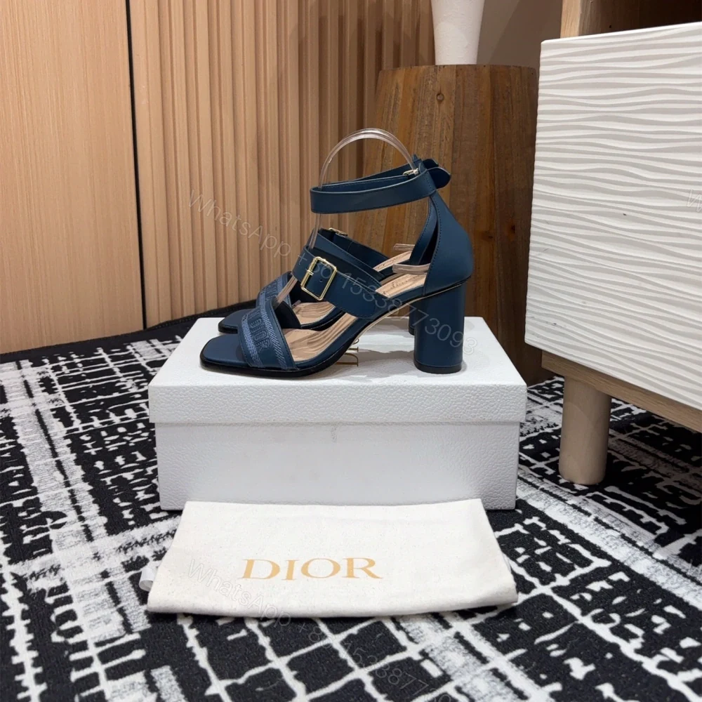 View 2 of 高仿Dior*Dway3系列KDO185高跟刺繡涼鞋藍色免檢版