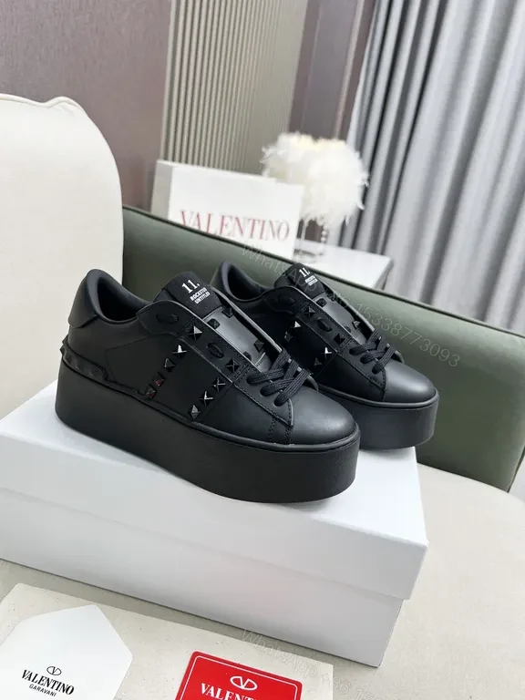View 5 of Valentino Garavani Black Leather Studded Luxury Sneakers