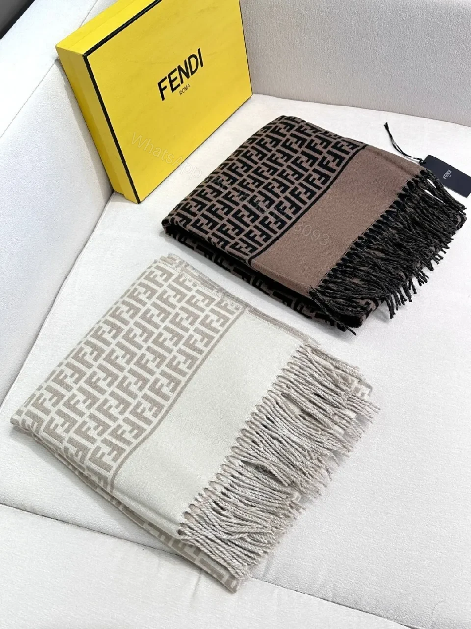 View 5 of Two-Tone Knit Wrap Poncho: Open-Front Fringe, Cozy Luxury