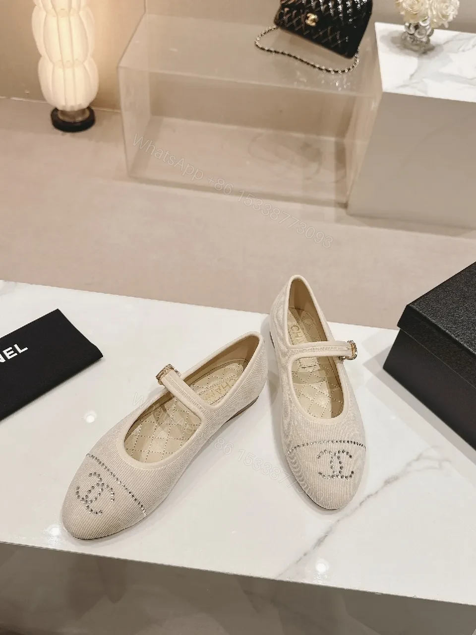 View 3 of Soft Knit Mary Janes with Crest Detailing Flats