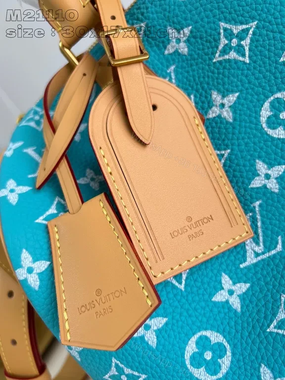 View 2 of Turquoise Monogram Satchel â€“ Canvas + Leather, Structured, All-Day Versatility