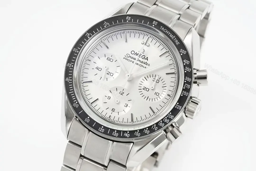 View 3 of Omega Speedmaster Professional Chronograph Men’s Watch White Dial Stainless Steel Bracelet 44mm Case Automatic Movement 9300 Domed Sapphire Crystal