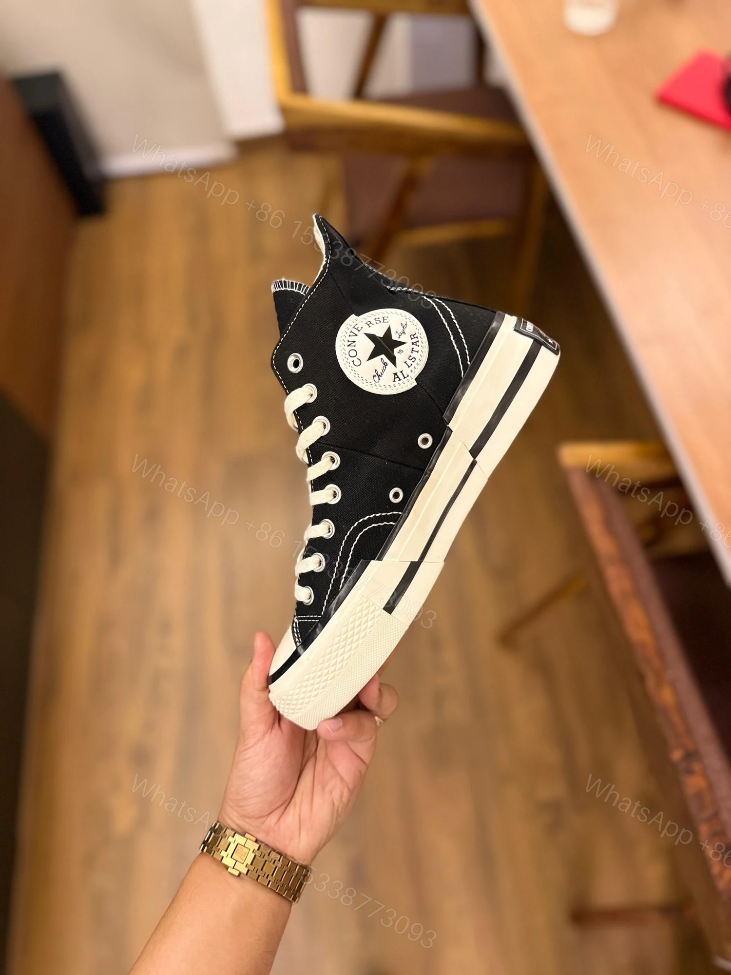 View 5 of FIRST COPY CONVERSE CHUCK MID PLUS BLACK WHITE FOR MEN