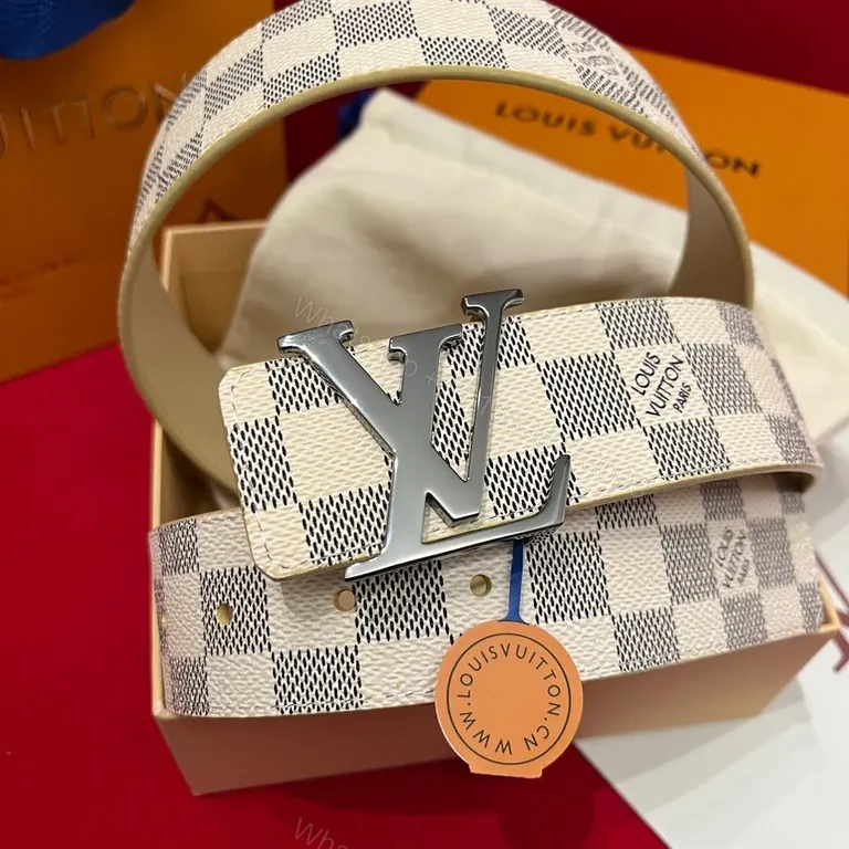 View 9 of Checked Monogram Belt: Bold Luxury Checkerboard Buckle Belt
