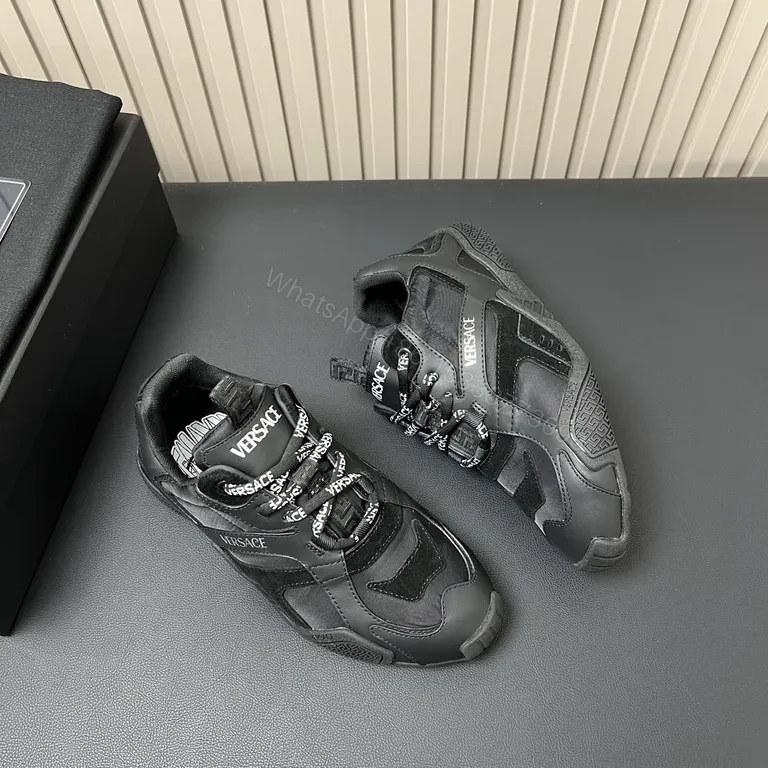 View 9 of Black Versace-Inspired Luxe Sneaker: Subtle Branding, All-Day Comfort