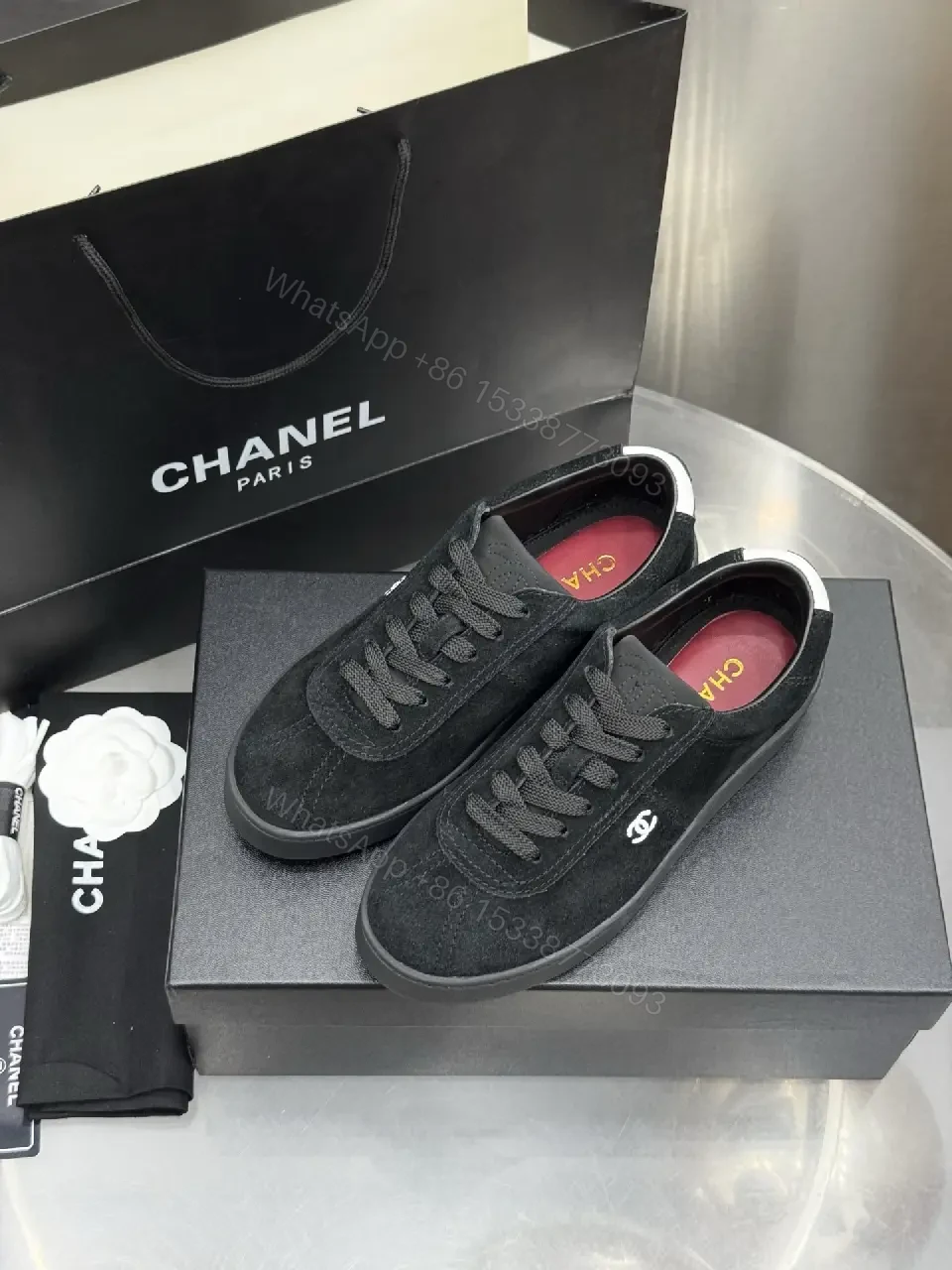 View 9 of Black Suede casual sneakers with Chanel logo (CH) product type: Shoes