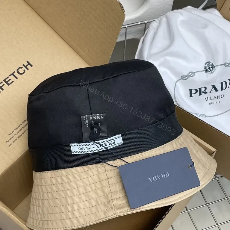 View 4 of Beige Prada-Inspired Bucket Hat: Luxe, Sun-Smart Elegance