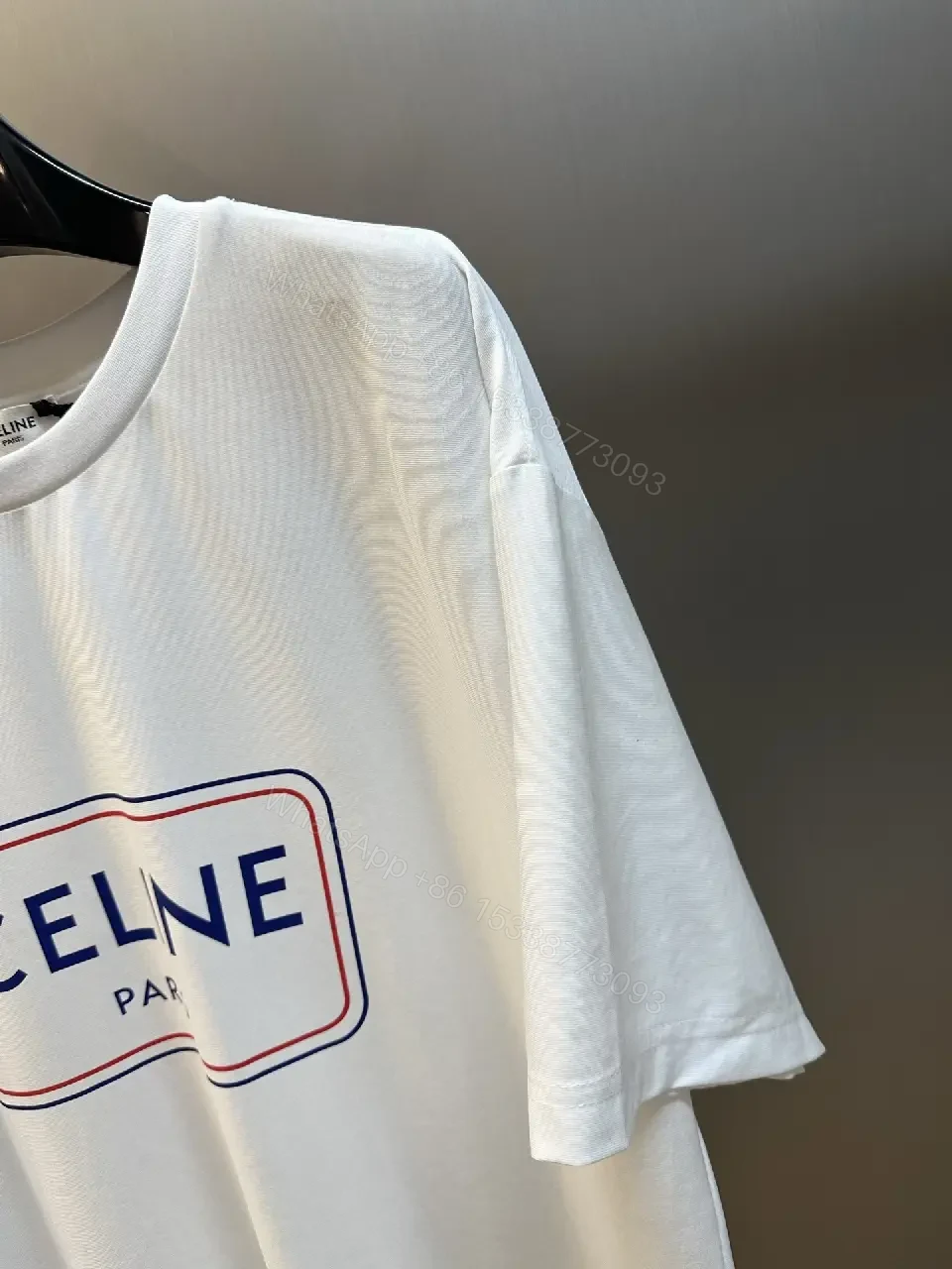 View 6 of Premium Cotton Oversized Tee with Bold Logo, White, Luxe Streetwear