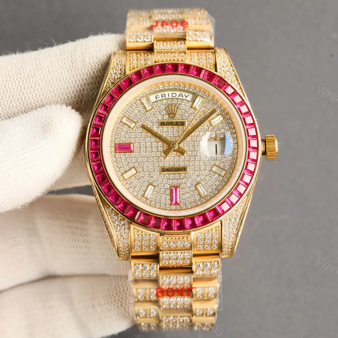 Stunning rolex day date replica 41MM Yellow Gold Ruby Diamond Edition RG-DD-41MM-YG-RUBY-DIAMOND — view 1