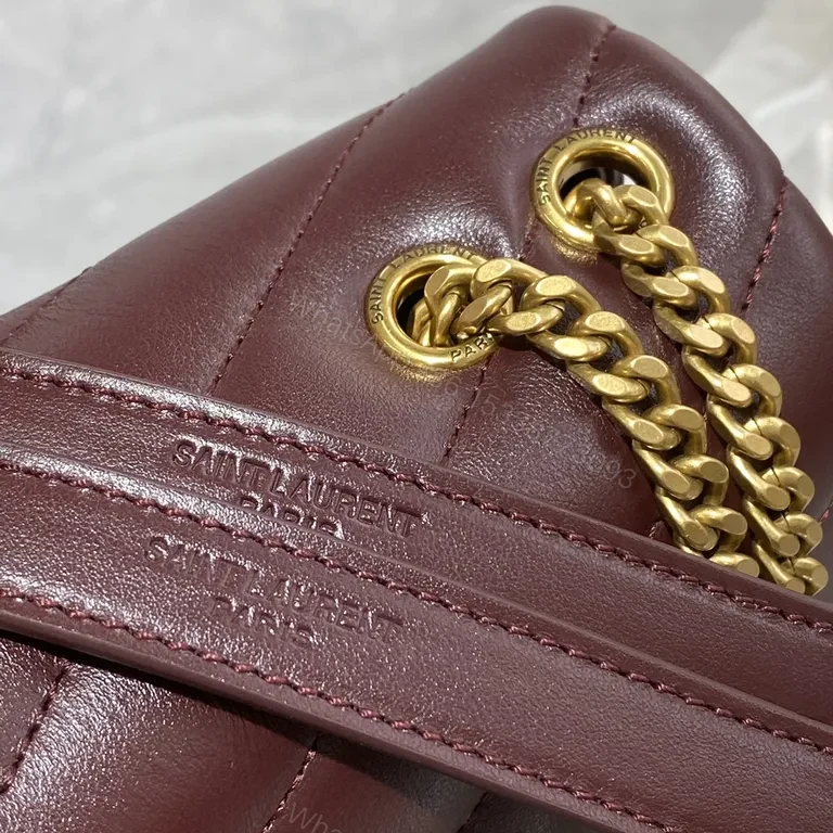 View 4 of Quilted Burgundy YSL Shoulder Bag â€” Bold, Iconic Accessory