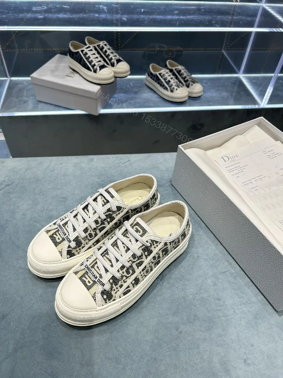 View 8 of Monochrome Textured Low-Top Sneakers with Luxe Monogram Texture